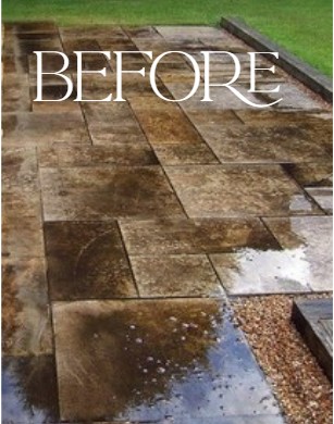 picture showing a dirty patio - before cleaning