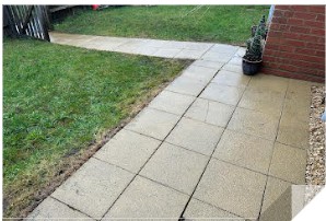 jet washing a patio